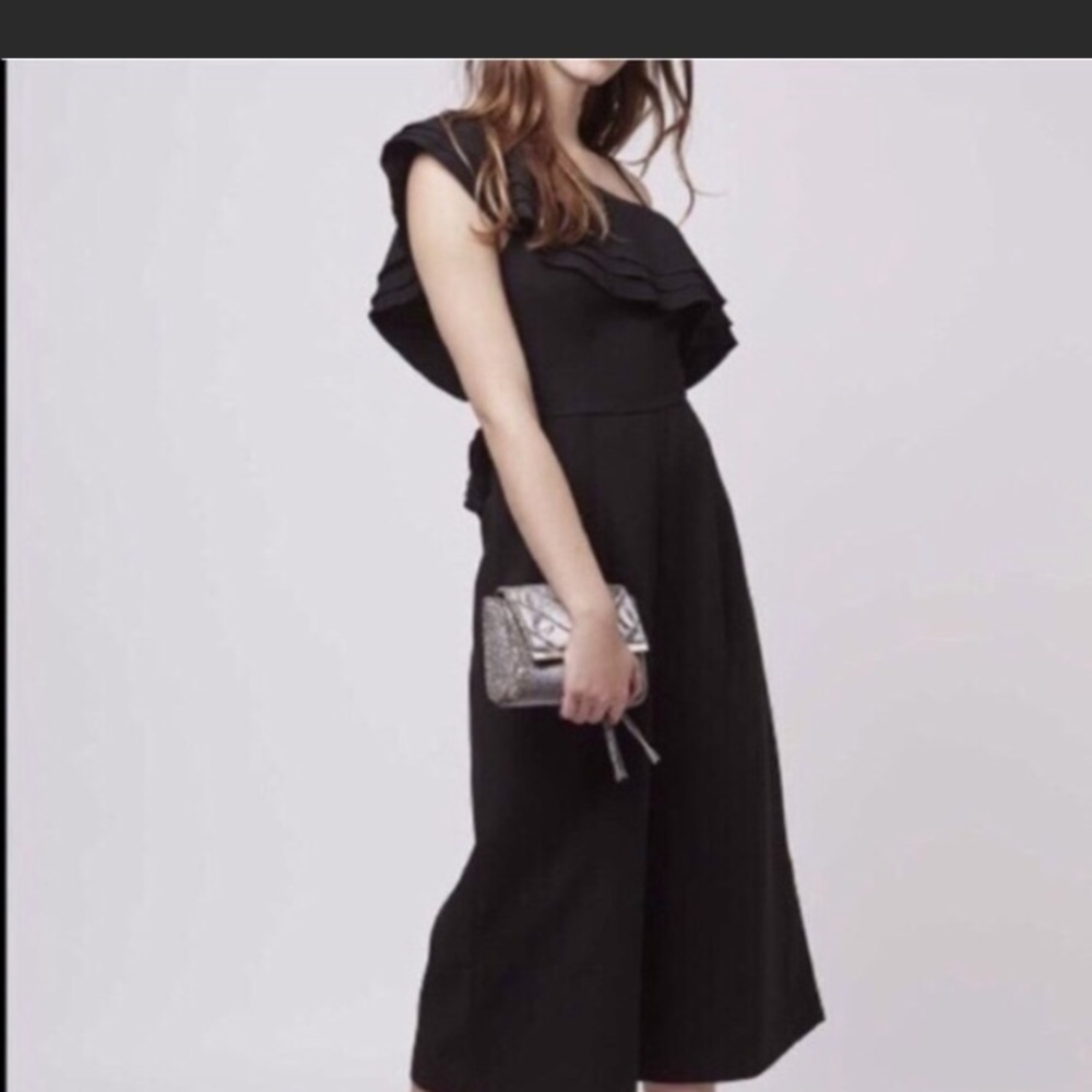 Topshop Black One Shoulder Jumpsuit